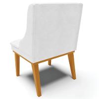 Kit 2 Poltronas Base Fixa De Madeira Branco Brilho/Castanho - 2