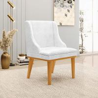 Kit 2 Poltronas Base Fixa De Madeira Branco Brilho/Castanho - 9