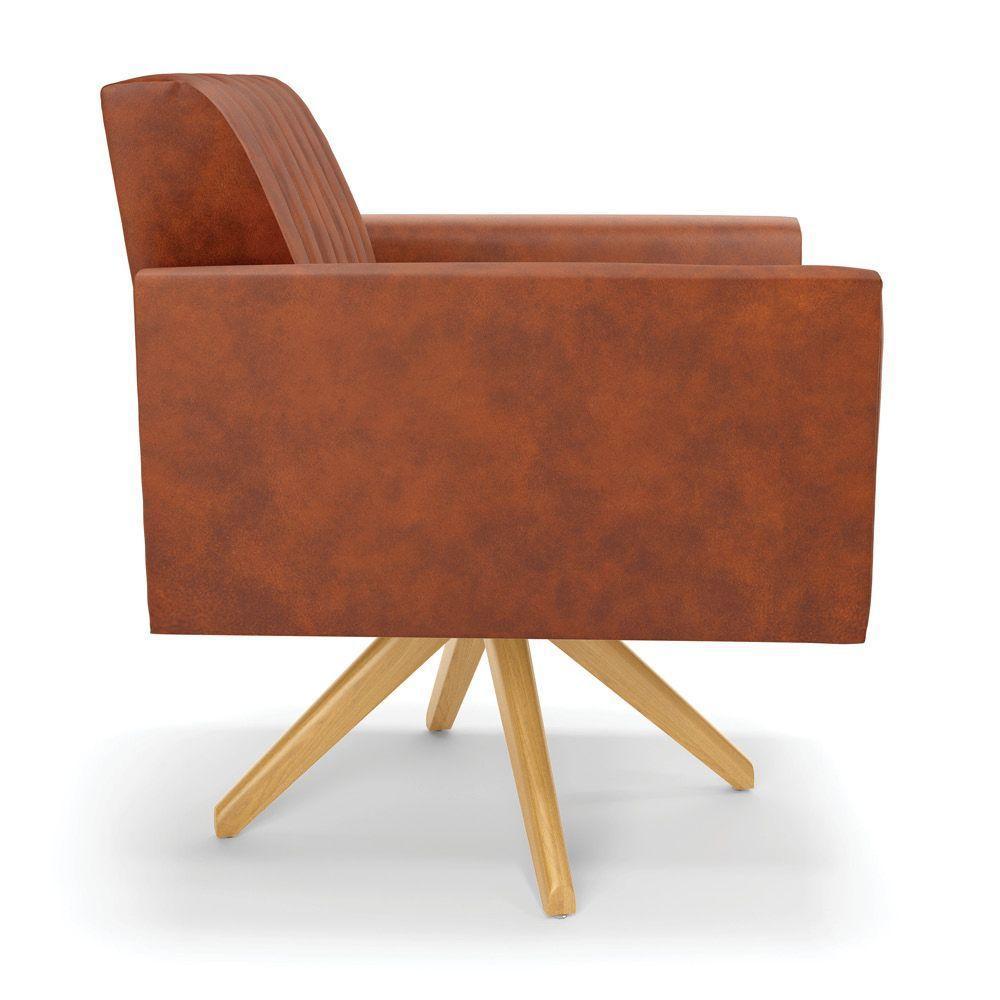 Kit 2 Poltronas Giratória Viena Gomada Corano Nozes Base De Madeira Ma30 - D'rossi - 6