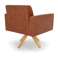 Kit 2 Poltronas Giratória Viena Gomada Corano Nozes Base De Madeira Ma30 - D'rossi - 5