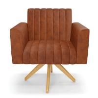 Kit 2 Poltronas Giratória Viena Gomada Corano Nozes Base De Madeira Ma30 - D'rossi - 7