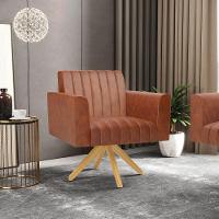 Kit 2 Poltronas Giratória Viena Gomada Corano Nozes Base De Madeira Ma30 - D'rossi - 8