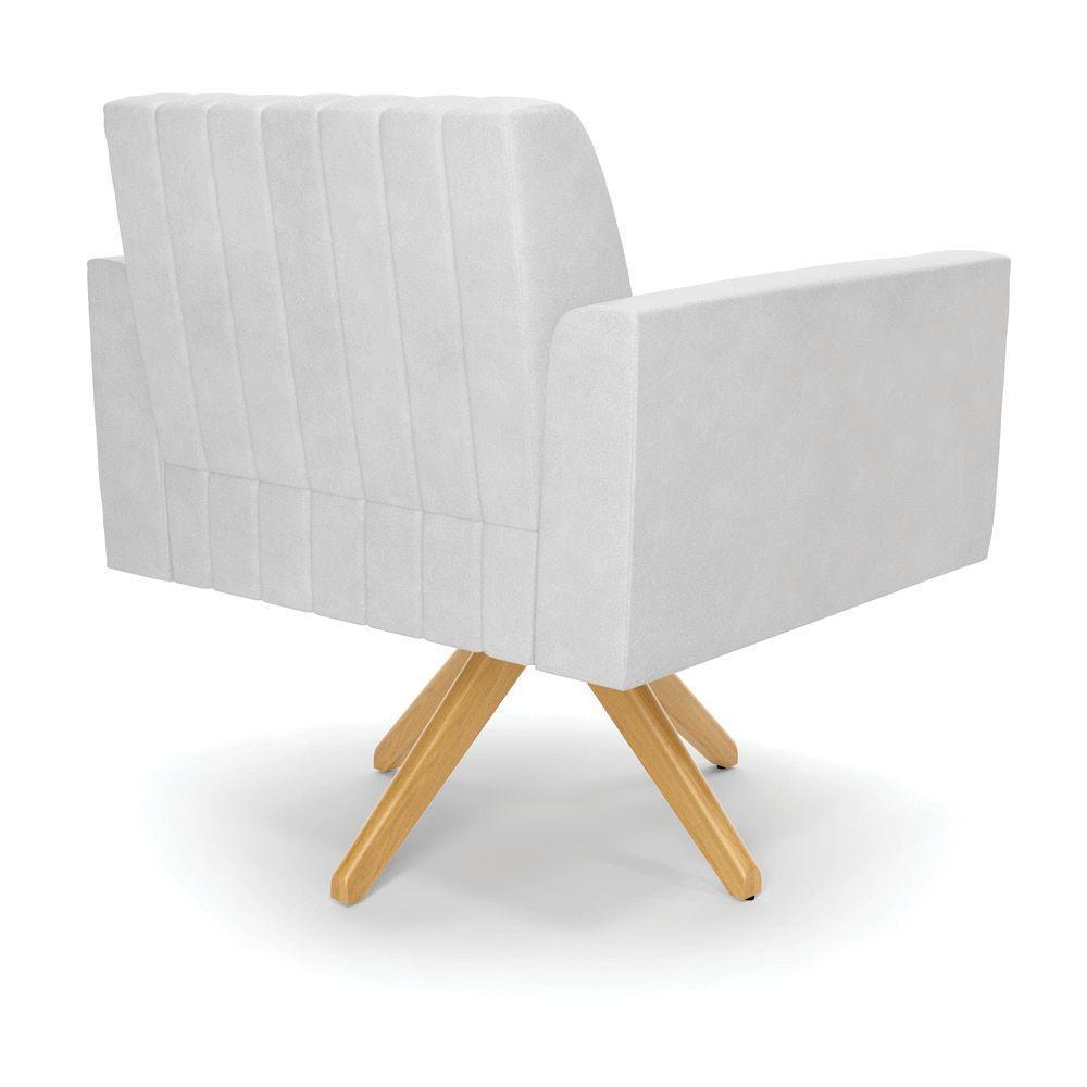 Kit 2 Poltronas Giratória Viena Gomada Corano Branco Base De Madeira Ma30 - D'rossi - 4