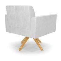 Kit 2 Poltronas Giratória Viena Gomada Corano Branco Base De Madeira Ma30 - D'rossi