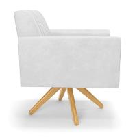 Kit 2 Poltronas Giratória Viena Gomada Corano Branco Base De Madeira Ma30 - D'rossi - 5