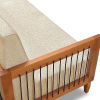 Kit 2 Poltronas E Sofá Living 2 Lugares Marilia 1,60m Linho Dourado Base Em Madeira Castanho - Pallazio - 7