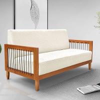 Kit 2 Poltronas E Sofá Living 2 Lugares Marilia 1,60m Linho Base Em Madeira Castanho - Pallazio Cor Natural