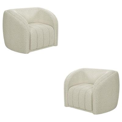 Kit 2 Poltronas Decorativas Sala De Estar Adam Boucle Off White G45 - Gran Belo