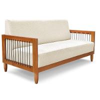 Kit 2 Poltronas E Sofá Living 2 Lugares Marilia 1,60m Linho Base Em Madeira Castanho - Pallazio Cor Bege - 6