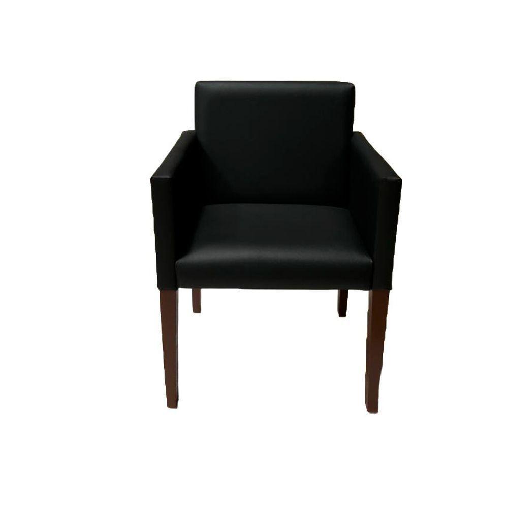 Kit 4 Poltronas Nina Executiva 1 Lugar Tecido Sintético Pé Marrom - Preto - Cor: Preto - 3