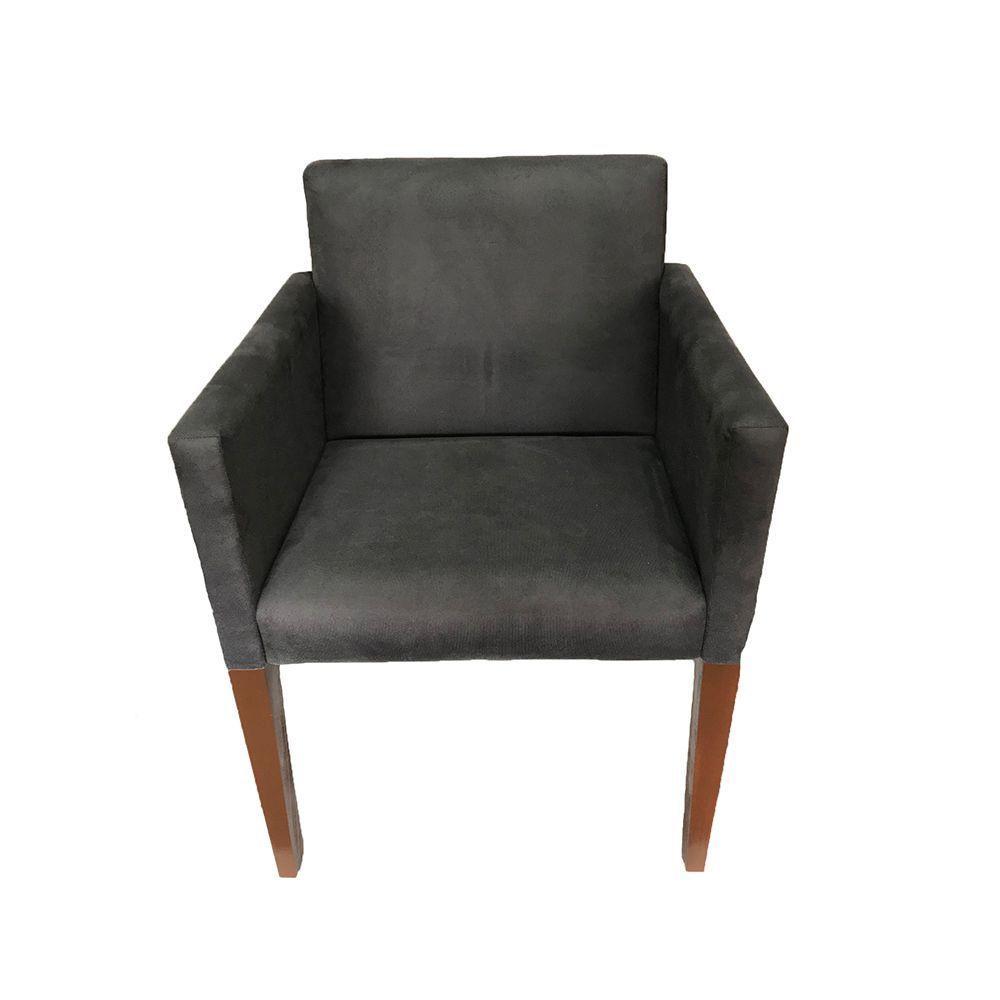 Kit 4 Poltronas Nina Estilo Retrô Ideal Para Sala De Estar - Cinza - Cor: Cinza - 5