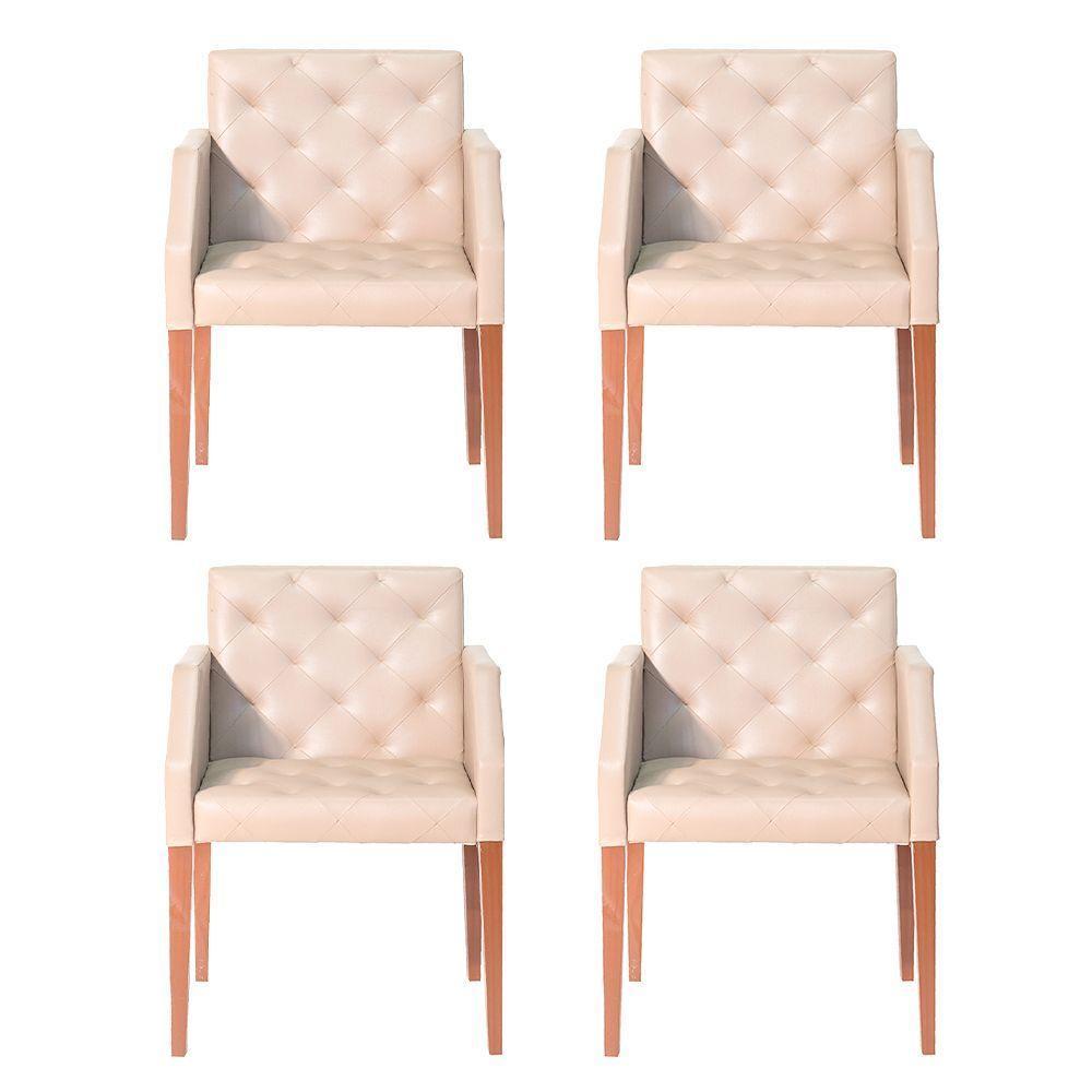 Kit 4 Poltronas Nina Costura Capitonê - Bege - Cor: Bege - 1