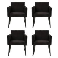 Kit 4 Poltronas Luca Tecido Suede Para Recepção - Preto - Cor: Preto - 1