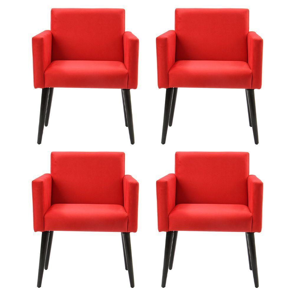 Kit 4 Poltronas Luca Tecido Sintéticotecido Sintético Para Recepção - Vermelha - Cor: Vermelho - 1