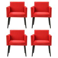 Kit 4 Poltronas Luca Tecido Sintéticotecido Sintético Para Recepção - Vermelha - Cor: Vermelho - 1