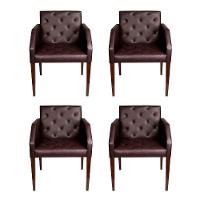 Kit 4 Poltronas Nina Costura Capitonê - Marrom - Cor: Marrom - 1