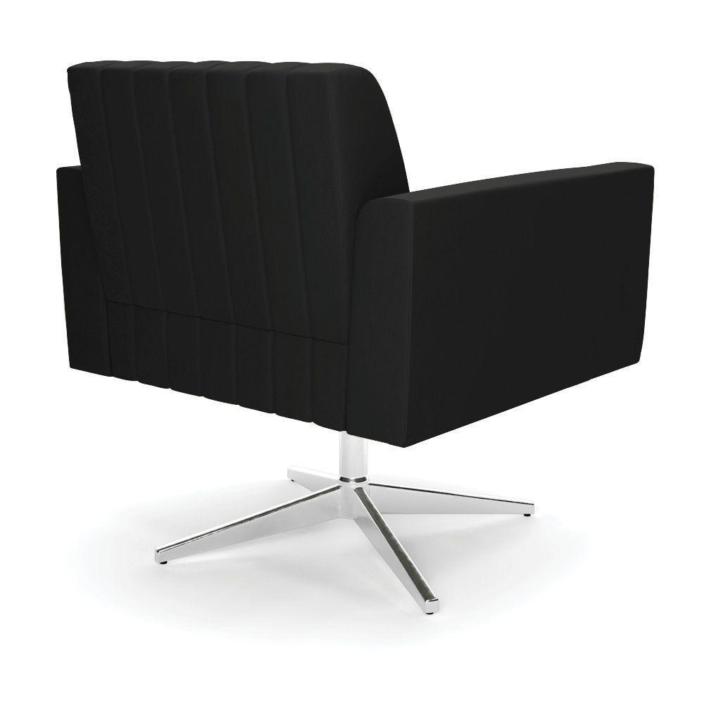 Kit 2 Poltronas Giratória Viena Gomada Suede Base Cromada - D'rossi Cor Preto - 4