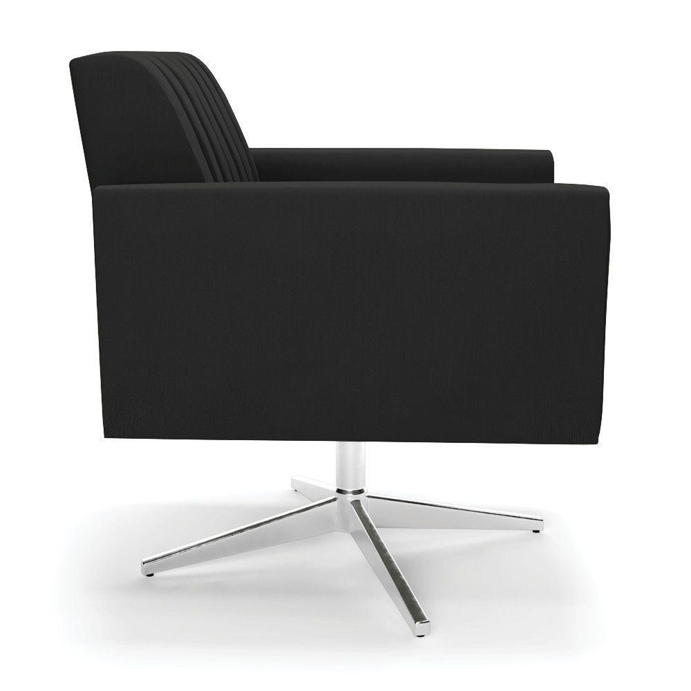 Kit 2 Poltronas Giratória Viena Gomada Suede Base Cromada - D'rossi Cor Preto - 5