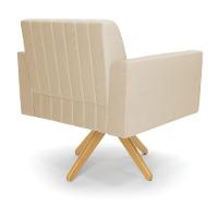 Kit 2 Poltronas Giratória Viena Gomada Corino Bege Base De Madeira Ma30 - D'rossi