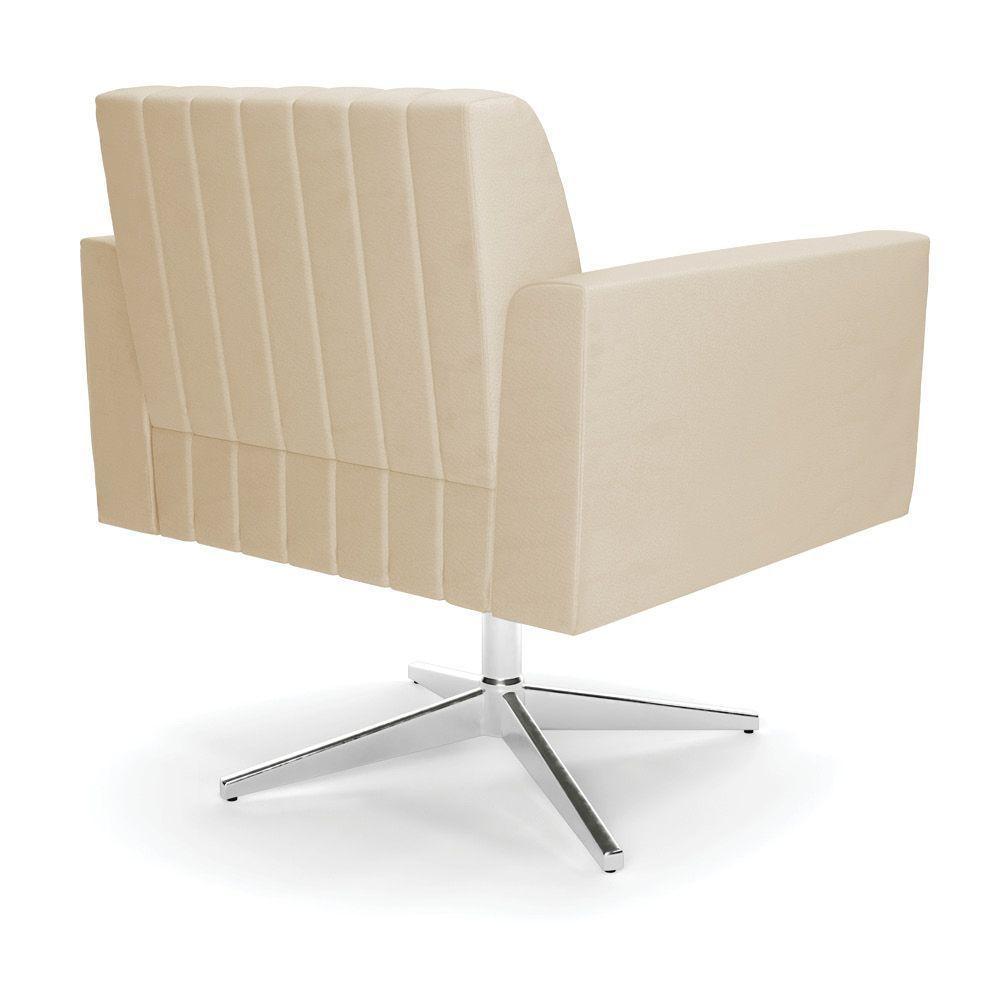 Kit 2 Poltronas Giratória Viena Gomada Corino Bege Base Cromada - D'rossi - 4