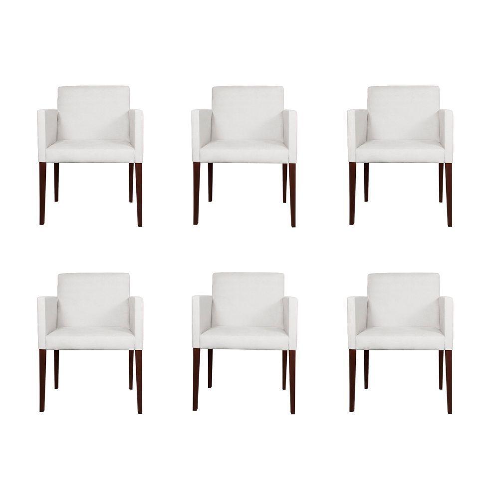 Kit 6 Poltronas Nina Executiva Escritório Sala De Recepção Tecido Sintético - Branco - Cor: Branco - 1