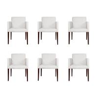 Kit 6 Poltronas Nina Executiva Escritório Sala De Recepção Tecido Sintético - Branco - Cor: Branco - 1