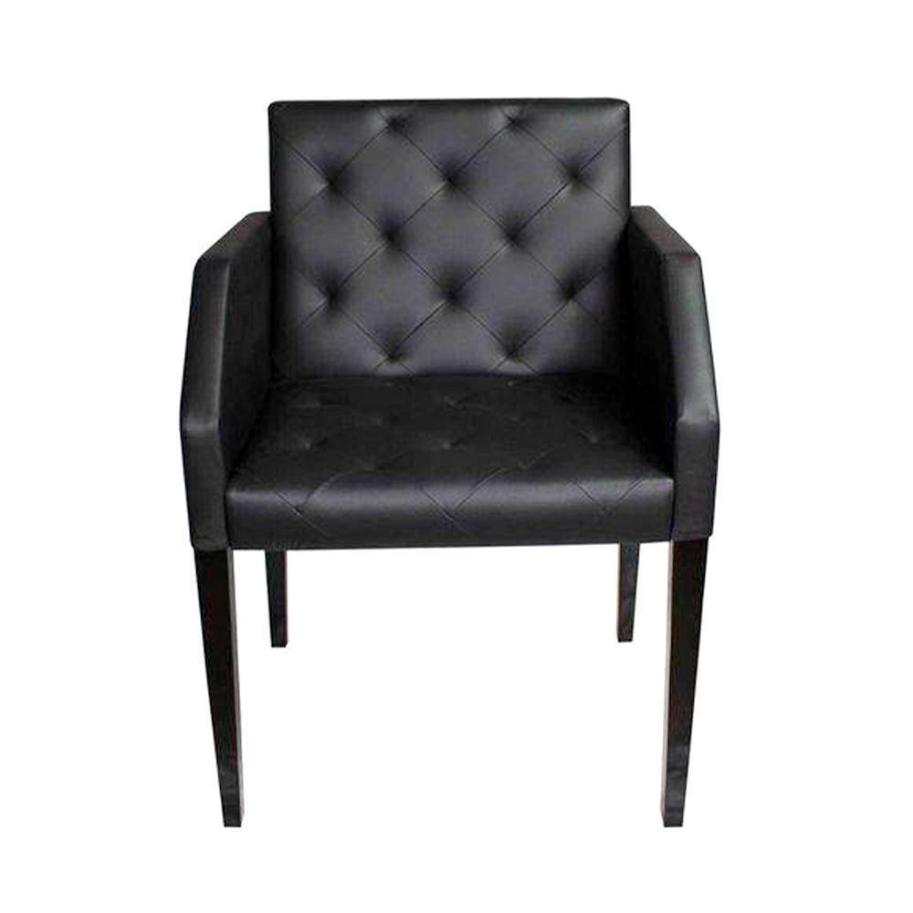 Kit 6 Poltronas Nina Retrô Estilo Capitonê Em Tecido Sintético - Preto - Cor: Preto - 3