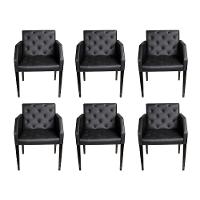 Kit 6 Poltronas Nina Retrô Estilo Capitonê Em Tecido Sintético - Preto - Cor: Preto - 1