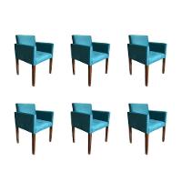 Kit 6 Poltronas Nina Estilo Retrô Tecido Suede Ideal Para Sala De Estar - Azul Turquesa - Cor: Azul - 1