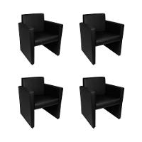 Kit 4 Poltronas Nina Slim 1 Lugar Pé Fechado - Preto - Cor: Preto - 1