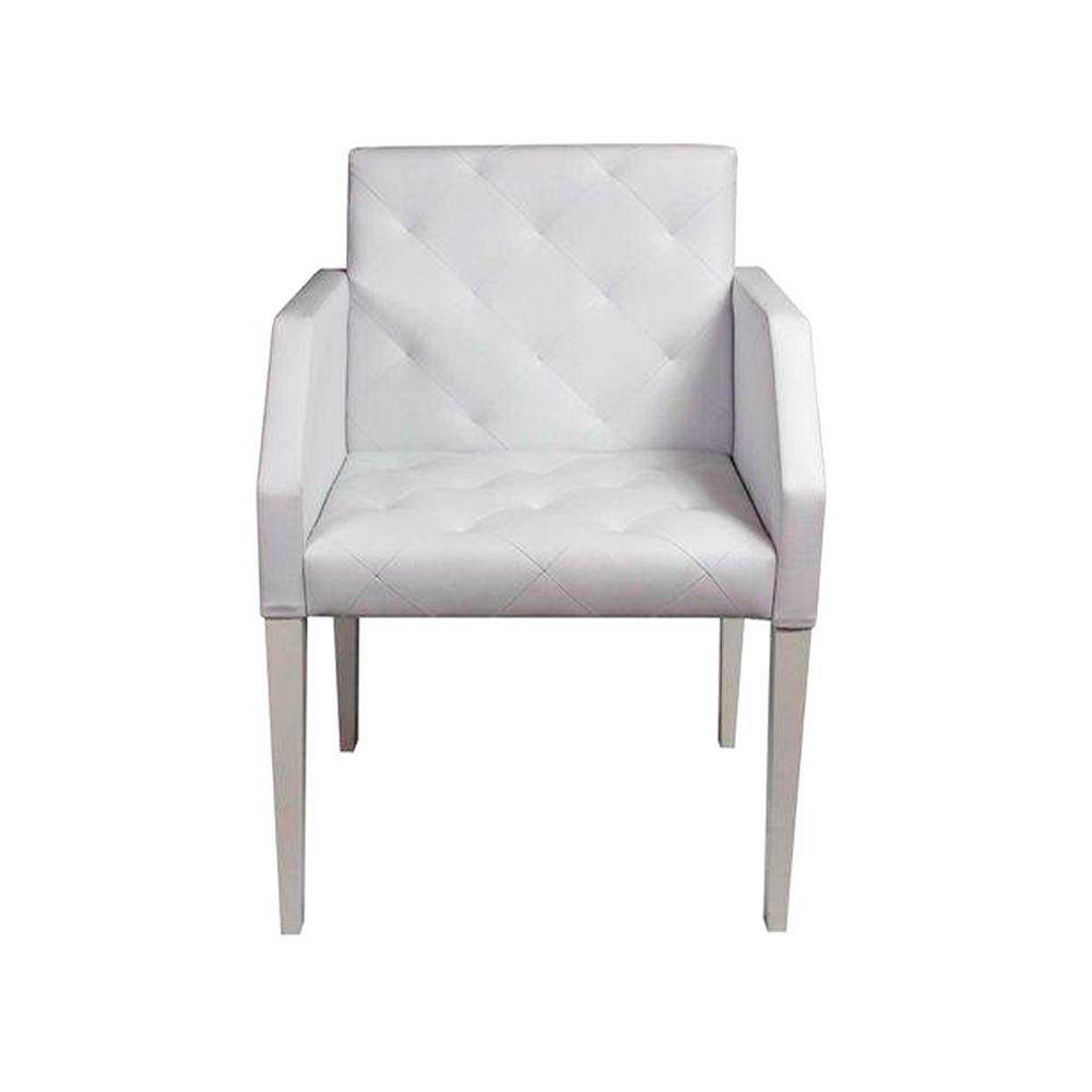 Kit 6 Poltronas Nina Costura Capitonê Em Tecido Sintético - Branco - Cor: Branco - 3