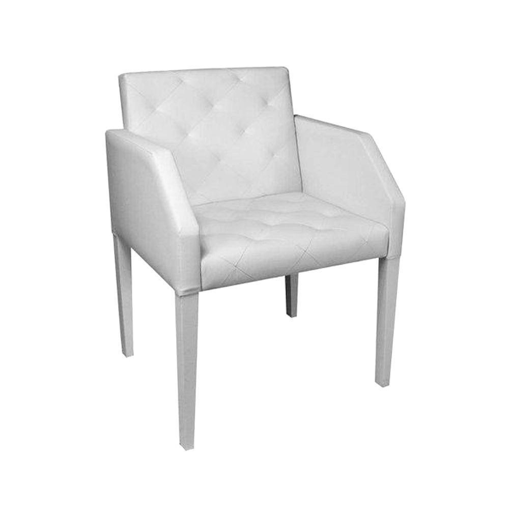 Kit 6 Poltronas Nina Costura Capitonê Em Tecido Sintético - Branco - Cor: Branco - 4