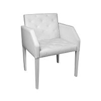 Kit 6 Poltronas Nina Costura Capitonê Em Tecido Sintético - Branco - Cor: Branco - 4