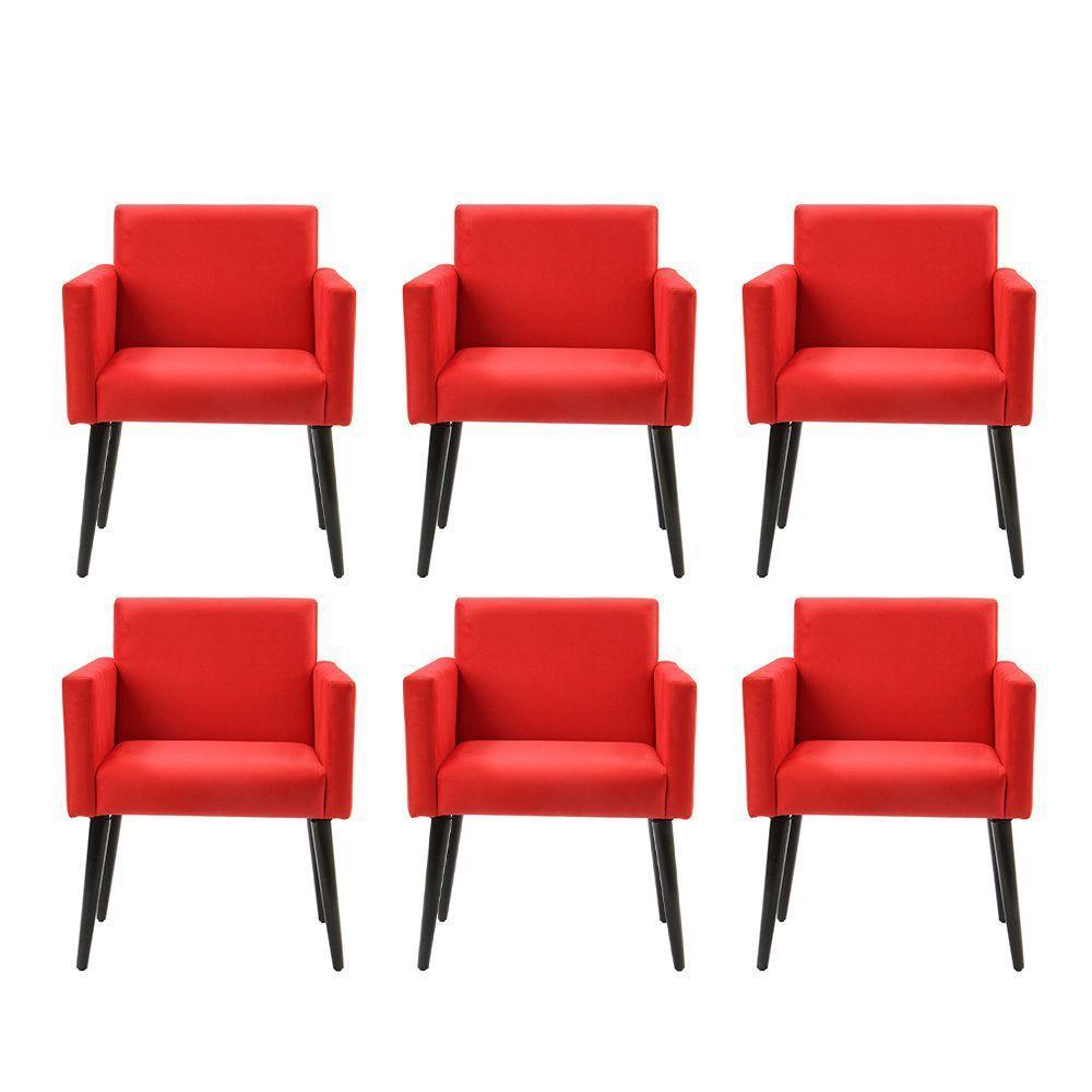 Kit 6 Poltronas Luca Estilo Retrô Decorativa - Vermelho - Cor: Vermelho - 1