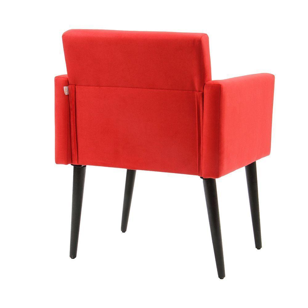 Kit 6 Poltronas Luca Estilo Retrô Decorativa - Vermelho - Cor: Vermelho - 3