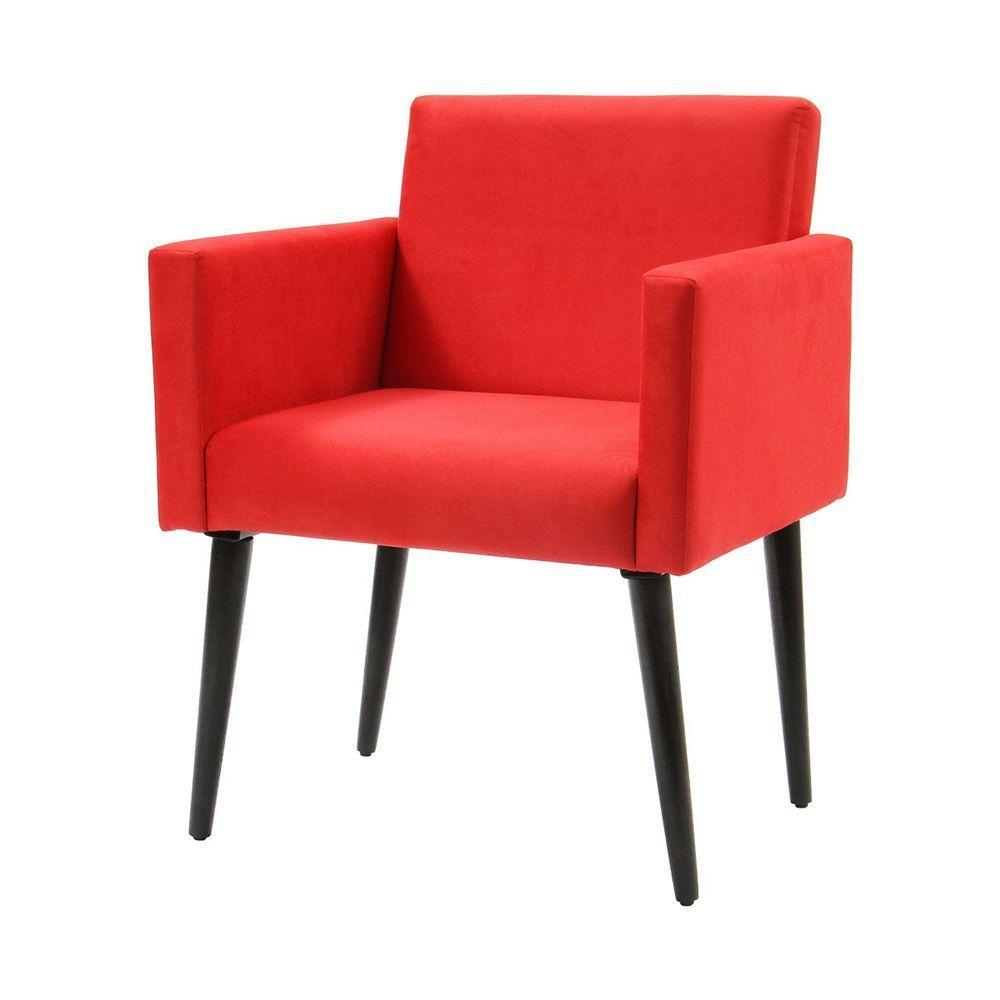 Kit 6 Poltronas Luca Estilo Retrô Decorativa - Vermelho - Cor: Vermelho - 4