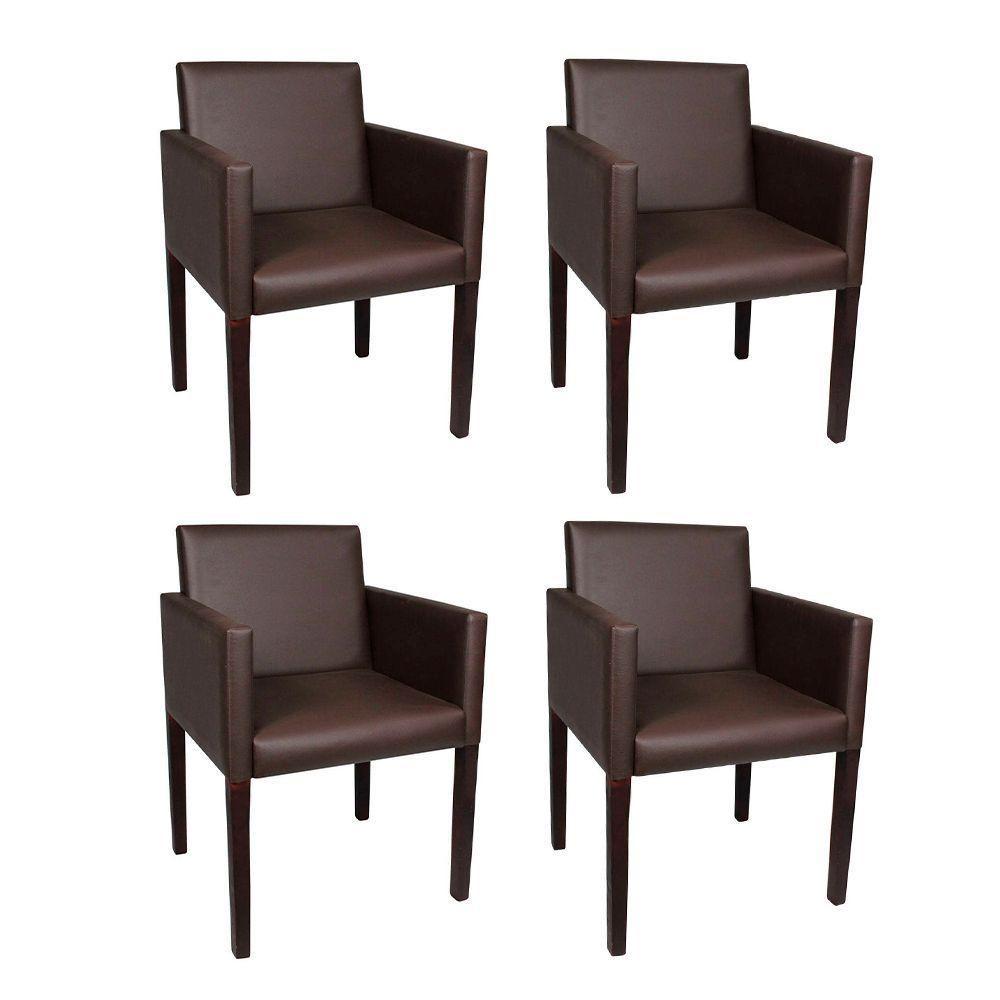 Kit 4 Poltronas Nina Executiva Em Tecido Sintético - Marrom Café - 1