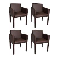 Kit 4 Poltronas Nina Executiva Em Tecido Sintético - Marrom Café - 1