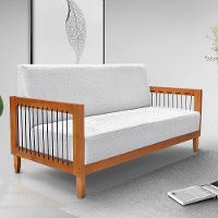 Kit Poltrona E Sofá Living 2 Lugares Marilia 1,60m Linho Cinza Base Em Madeira Castanho - Pallazio - 8