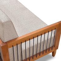 Kit Poltrona E Sofá Living 2 Lugares Marilia 1,60m Linho Base Em Madeira Castanho - Pallazio Cor Areia - 6