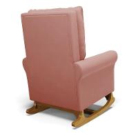Poltrona De Amamentação Com Balanço E Puff Manu Veludo Rosê Ta120 Base De Madeira - D'rossi - 6