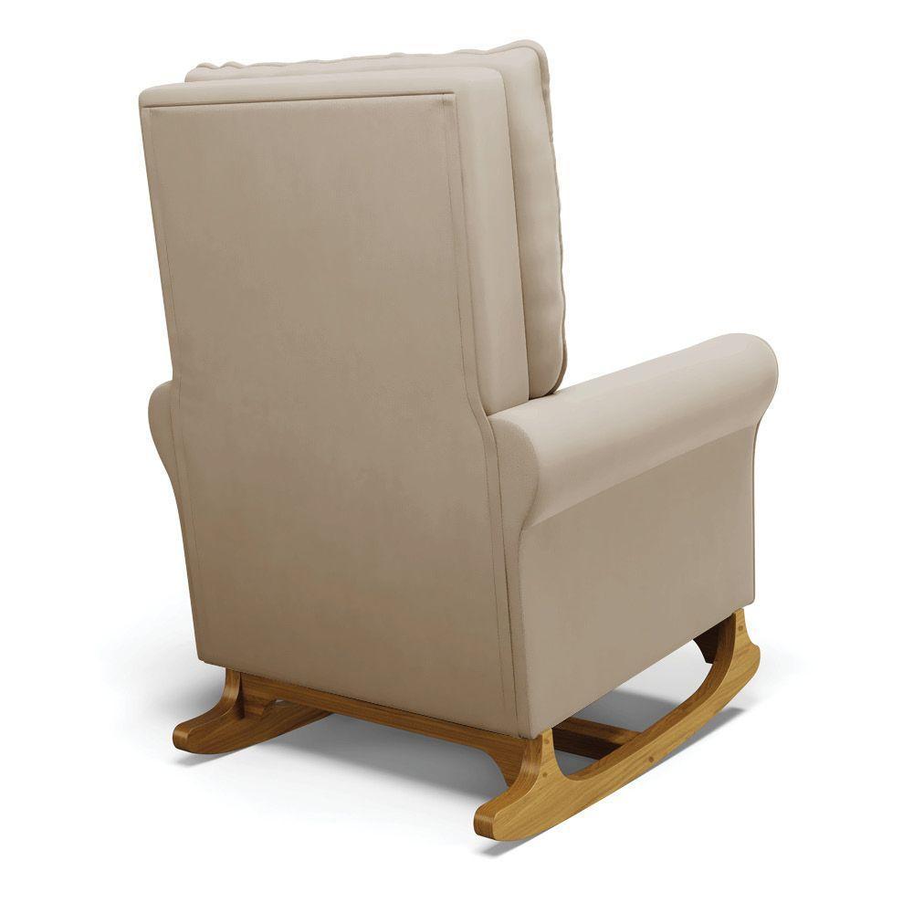 Poltrona De Amamentação Com Balanço E Puff Manu Veludo Base De Madeira - D'rossi Cor Marrom - 6