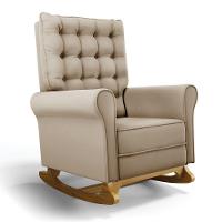 Poltrona De Amamentação Com Balanço E Puff Manu Veludo Base De Madeira - D'rossi Cor Marrom - 5