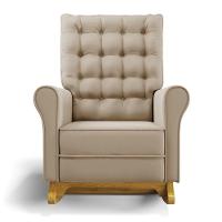 Poltrona De Amamentação Com Balanço E Puff Manu Veludo Base De Madeira - D'rossi Cor Marrom - 7