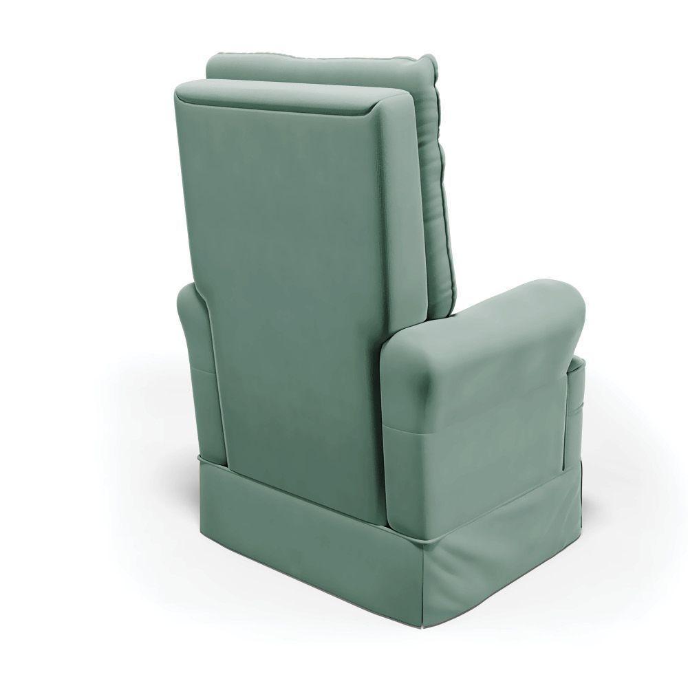 Poltrona De Amamentação Com Balanço E Puff Laura Veludo Verde Turquesa Tb112 Base De Madeira - 8