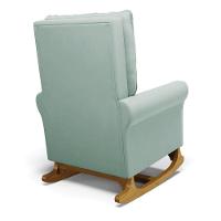Poltrona De Amamentação Com Balanço E Puff Manu Veludo Verde Turquesa Tb112 Base De Madeira D'rossi - 7