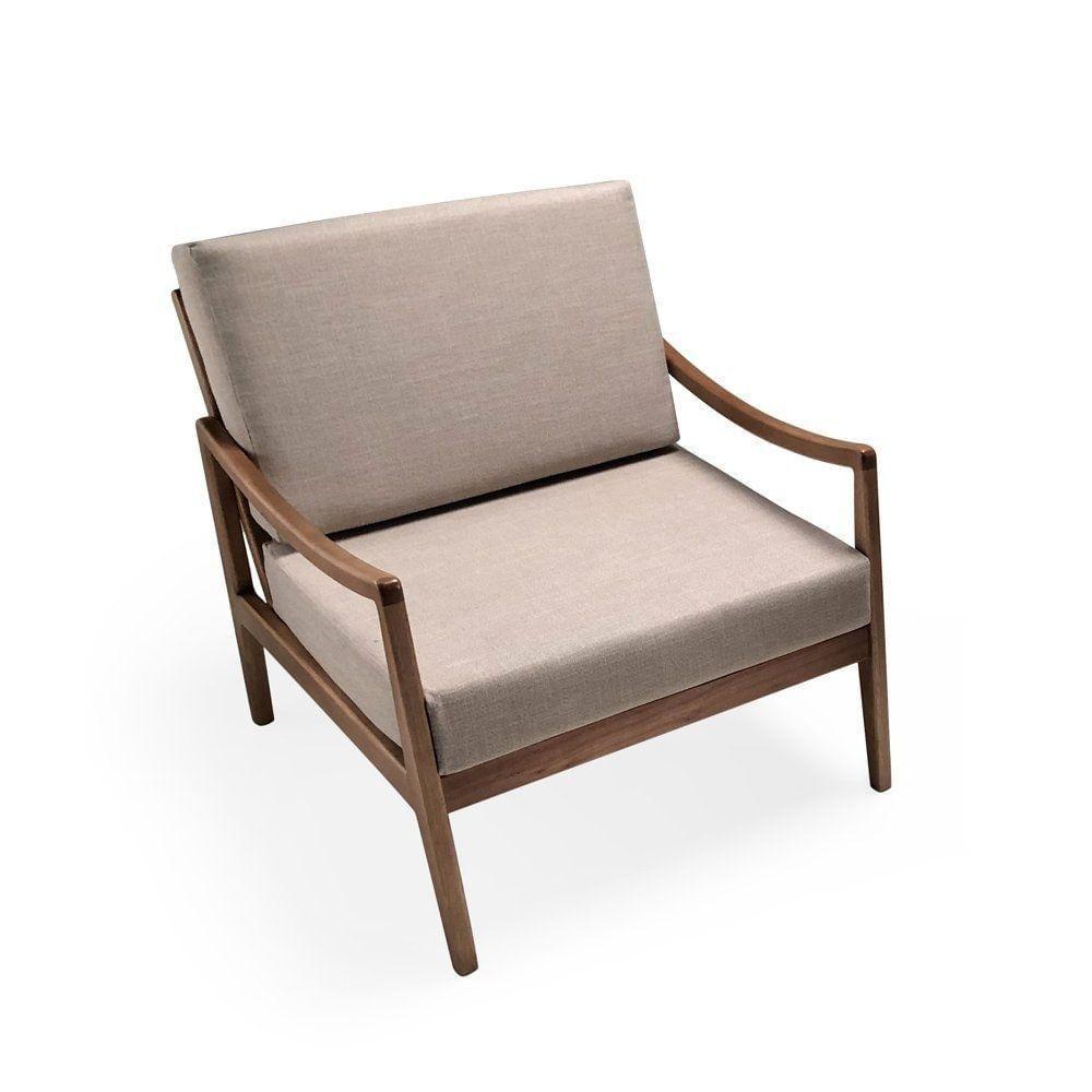 Poltrona Com Braço Évora Linho Bege Madeira Cedro Corda Náutica Redonda Poliéster Rami - 4