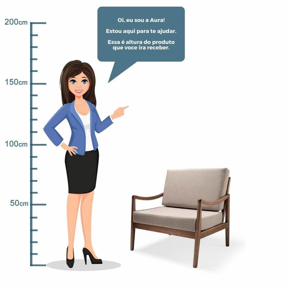 Poltrona Com Braço Évora Linho Bege Madeira Cedro Corda Náutica Redonda Poliéster Rami - 6