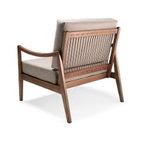 Poltrona Com Braço Évora Linho Bege Madeira Cedro Corda Náutica Redonda Poliéster Rami - 3