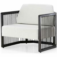 Poltrona Com Braço Mava Algodão Branco Madeira Amêndoa Corda Plana Poliéster Preta - 1